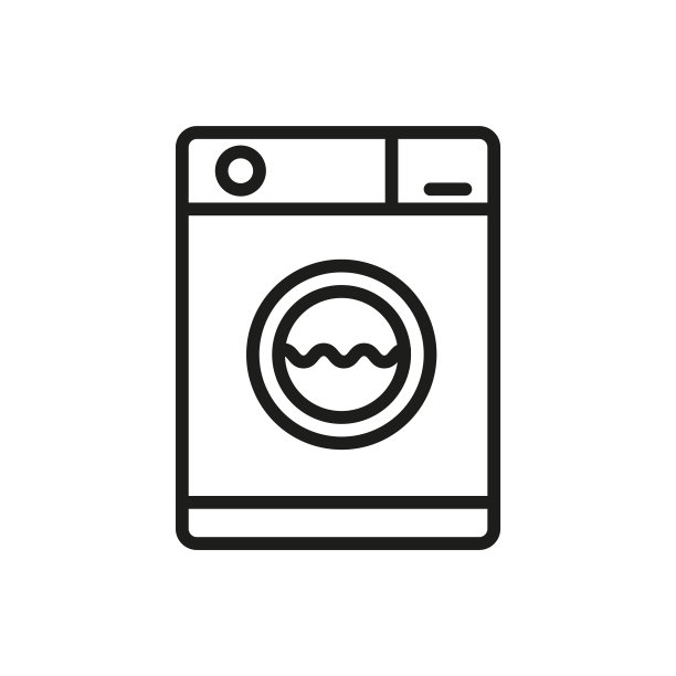简单的洗衣机线条图标。图片下载