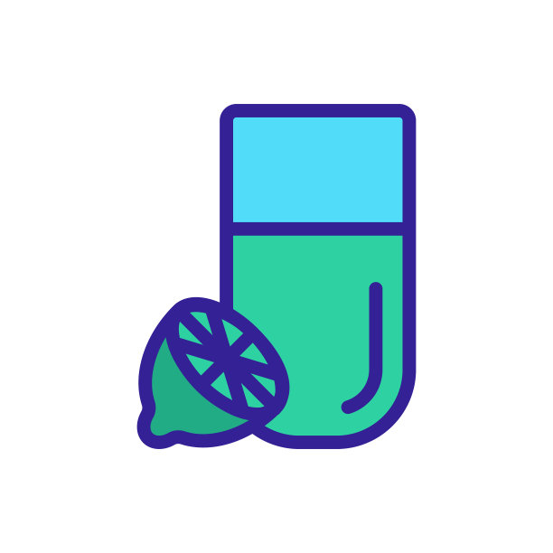 酸橙鸡尾酒图标向量。孤立轮廓符号插图图片下载