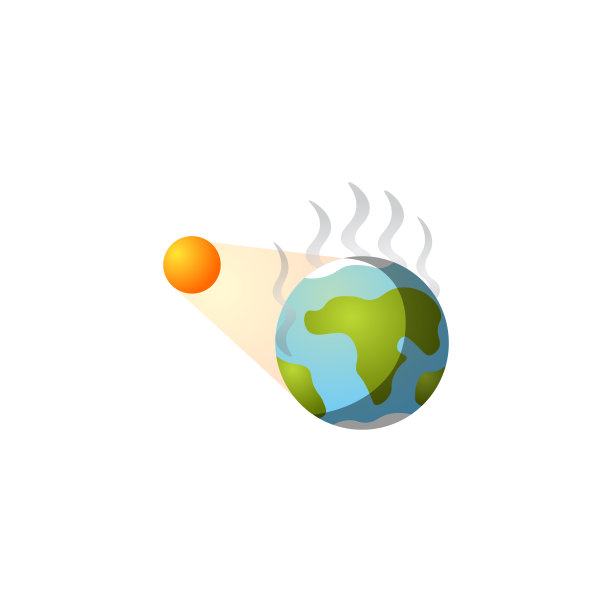 阳光使地球温暖。光栅插图在平面卡通风格图片下载