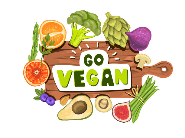 “素食”股票矢量概念切板和各种水果和蔬菜。图片下载