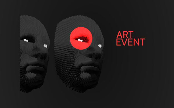 艺术活动邀请模板。抽象数字人头。未来的背景。矢量插图广告，营销或演示。图片下载