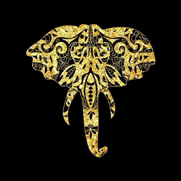 闪光手绘艺术象曼荼罗闪闪发光的对象孤立在黑色的背景图片下载