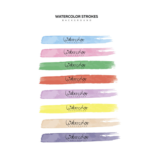 一套水彩笔触的趋势颜色。完美的背景，纹理的标志，旗帜，贺卡。颜色底盘，醇黄，纯蓝，新薄荷，哈密瓜stock插图图片下载
