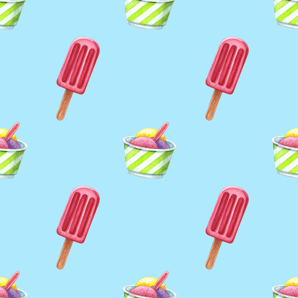 无缝图案的冰淇淋上的蓝色背景图片下载