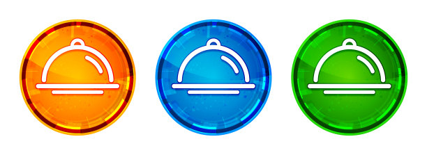 食品封面图标闪亮抽象圆形按钮设置插图图片下载