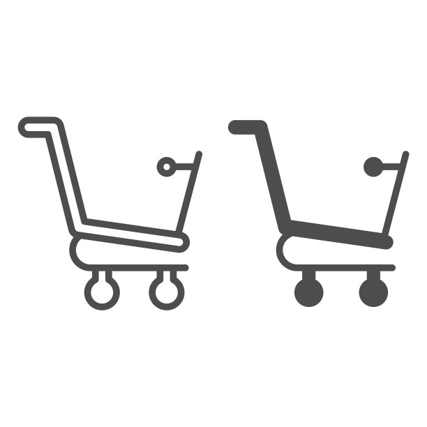 清空购物车线和字形图标。有把手的手推车。商务矢量设计概念，轮廓风格的象形图上的白色背景，用于web和应用程序。图片下载