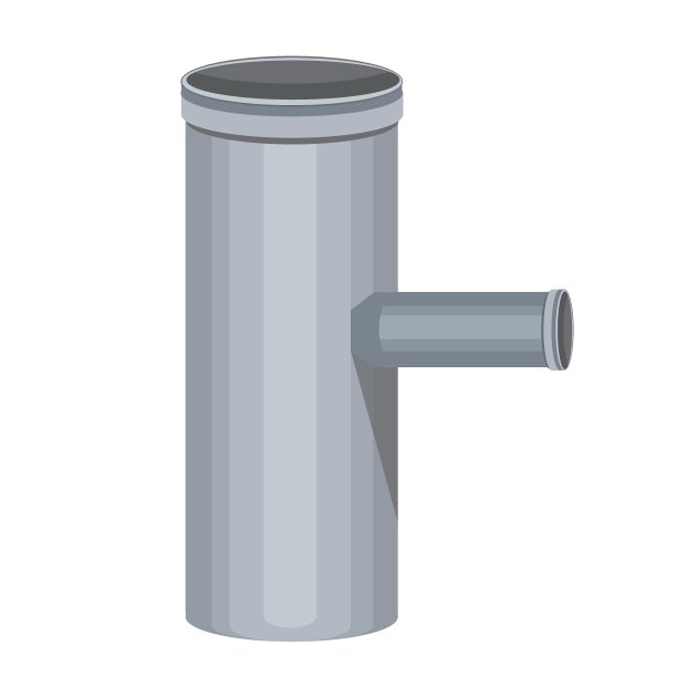 带有塑料分支的PVC管，隔离在白色背景上进行设计，带有管道、下水道或排水管的平面矢量图例图片下载