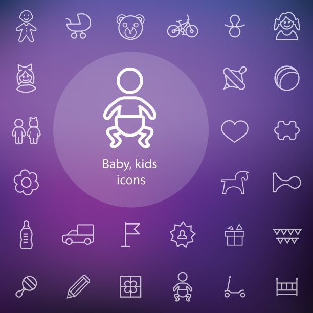 宝宝，孩子轮廓，薄，平，数字图标设置图片下载