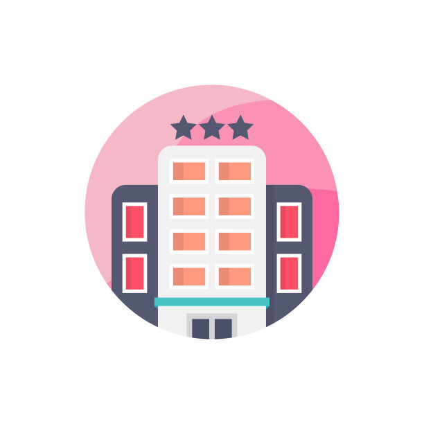 豪华酒店矢量图标平面圆形风格插图图片下载