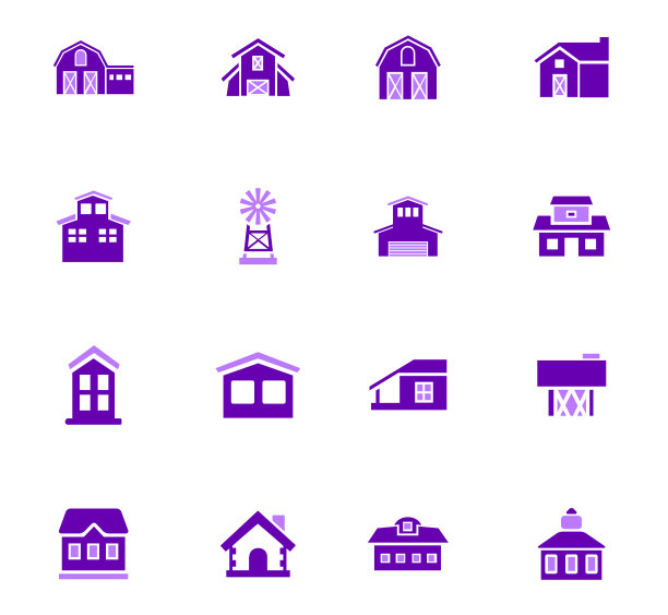 农场建筑图标集图片下载