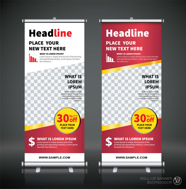 卷起横幅设计模板，抽象背景，拉起设计，x-横幅，矩形大小。图片下载