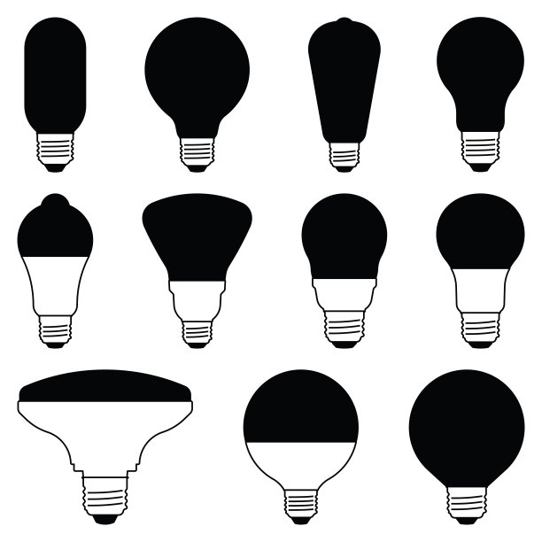 一组灯泡图标。矢量图图片下载