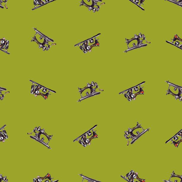 无缝图案缝纫机水彩白色图片下载