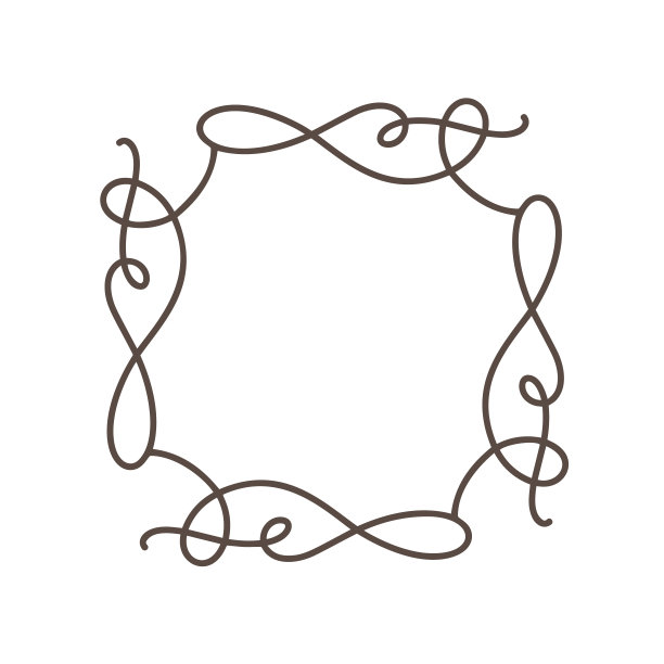 蓬勃单线矢量帧插图。手绘书法风格的复古装饰标志，邀请，婚礼，礼物，照片，字母。简单漂亮的卡片图片下载