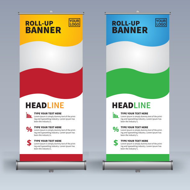 卷起横幅设计模板，抽象背景，拉起设计，x-横幅，矩形大小。图片下载