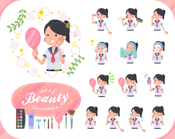 平底式女学生水手套装夏日美人图片下载