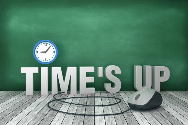 3D短语时间的时间与时钟在黑板上的背景- 3D渲染图片下载