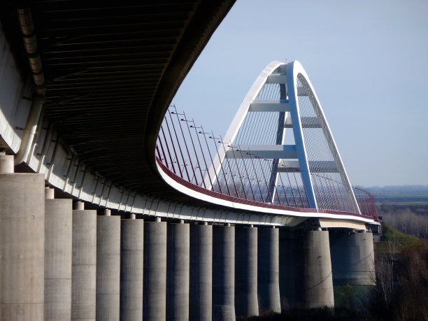 篮柄拱钢悬索桥，混凝土支撑图片下载