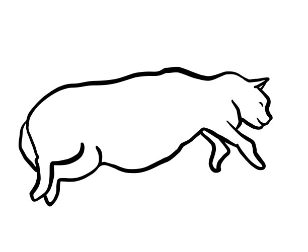 滑稽的手画的肥猫躺着图片下载