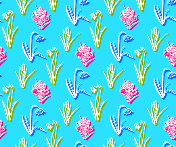 无缝花卉图案与野生春花观赏装饰背景。矢量模式。印刷纺织品，布料，墙纸，剪贴簿图片下载