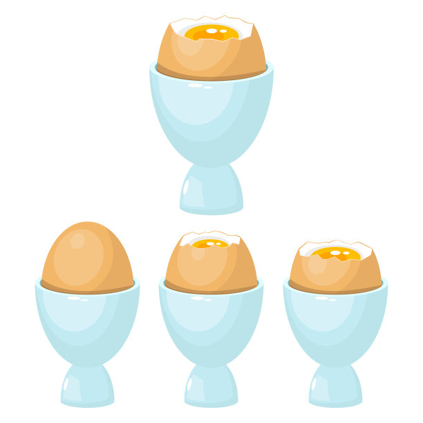 煮鸡蛋在鸡蛋持有人矢量设计插图孤立在白色背景素材图片
