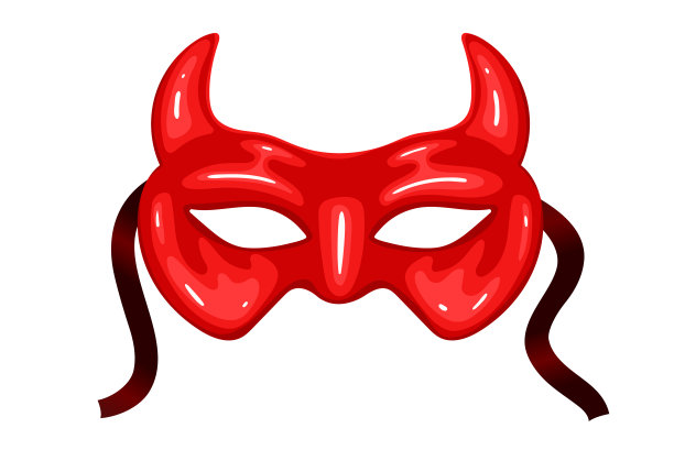 狂欢节面具与喇叭孤立在一个白色的背景。矢量图形。图片下载