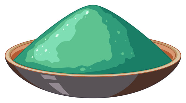 白色背景上的一碗绿色粉末涂料图片下载