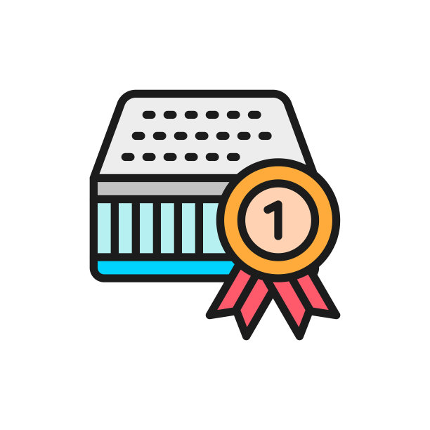 优质床垫，保证，奖励平色线图标。在白色背景上隔离图片下载