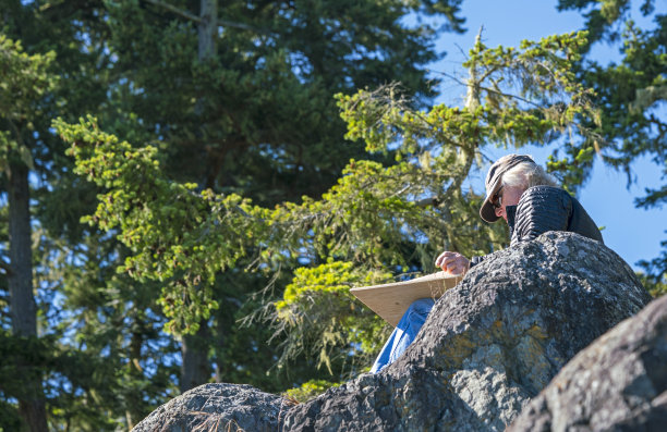 艺术家在大自然中作画图片下载