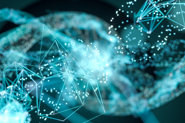 断线和分散的粒子，抽象的概念，3d渲染。图片下载