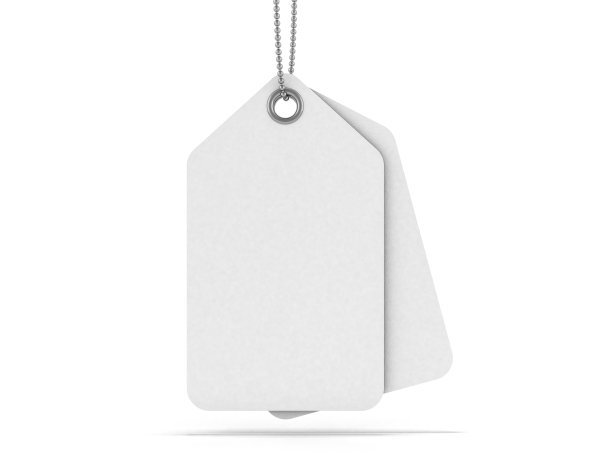 白色背景上的白色标签或价签。3 d图片下载