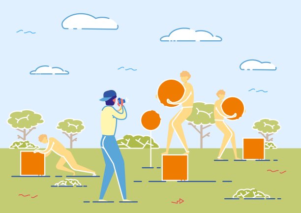 树木间户外艺术雕塑展。图片下载