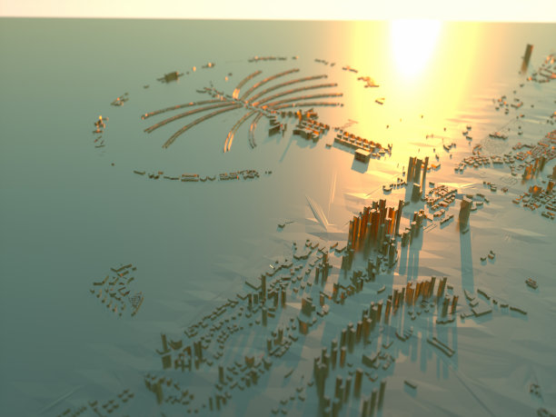 迪拜城市3d地图。三维渲染图片下载