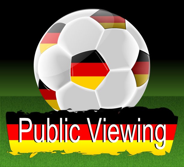 公众观看-带德国国旗的足球-插图图片下载