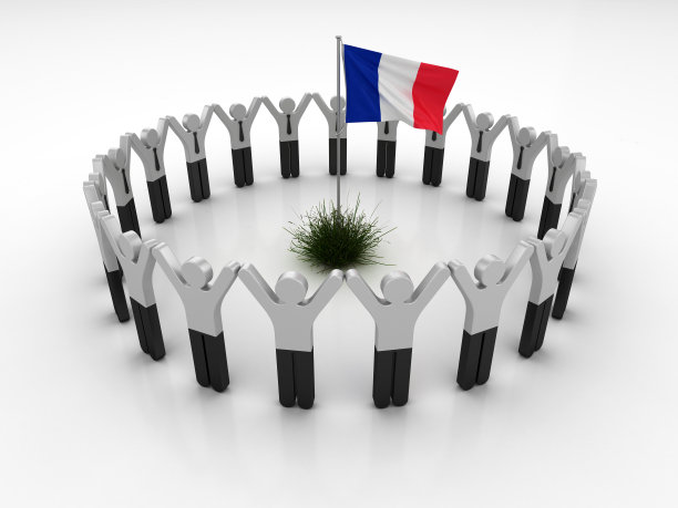 象形文字团队与法国国旗- 3D渲染图片下载