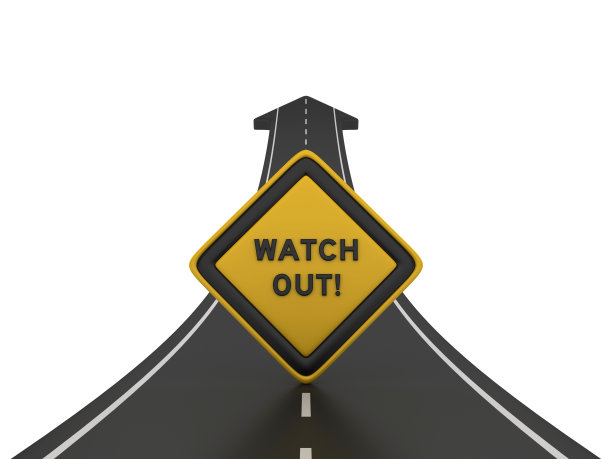 “小心!”道路标志- 3D渲染图片下载