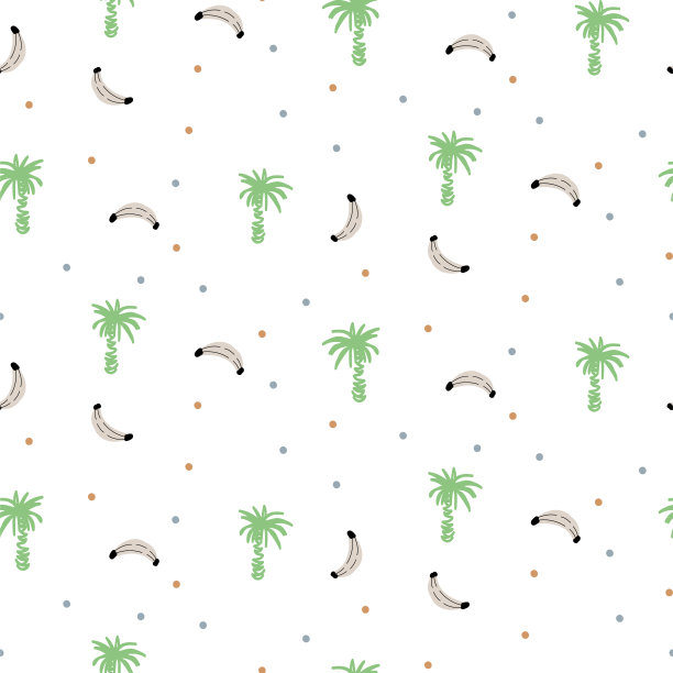 热带棕榈树和香蕉图案的背景。无缝异国印刷包装矢量设计。图片下载