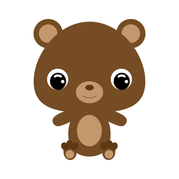 可爱的小坐熊。森林里的动物。平面矢量图例图片下载