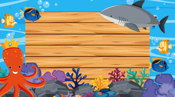 边框模板与海洋主题在背景图片下载