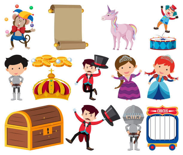 一组童话人物在白色的背景图片下载