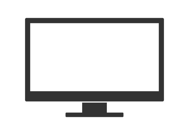 电脑显示图标，黑黑的电脑屏幕。空Led电视宽高清液晶显示器。矢量插图形象。孤立在白色背景上。图片下载