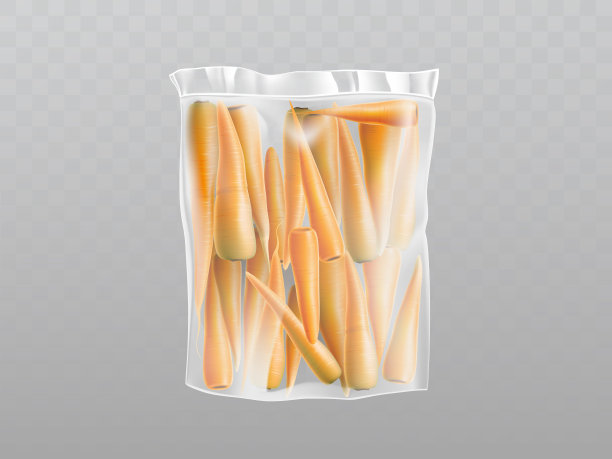 塑料包装的胡萝卜载体。透明的包装素材图片