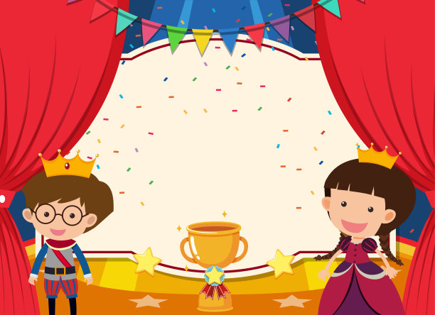 舞台上有王子和公主的横幅模板图片下载