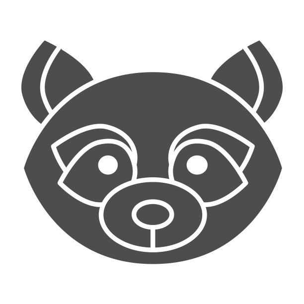 浣熊头固体图标。动物矢量设计概念，象形文字风格的白色背景，用于web和应用程序。Eps 10。图片下载