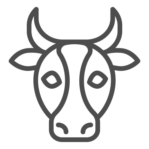 牛，牛头线图标。农场动物的脸剪影，看着你。动物矢量设计概念，轮廓风格的象形图上的白色背景，用于web和应用程序。Eps 10。图片下载