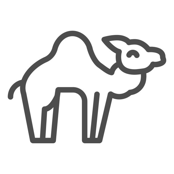 骆驼行图标。沙漠大篷车动物剪影。动物矢量设计概念，轮廓风格的象形图上的白色背景，用于web和应用程序。Eps 10。图片下载