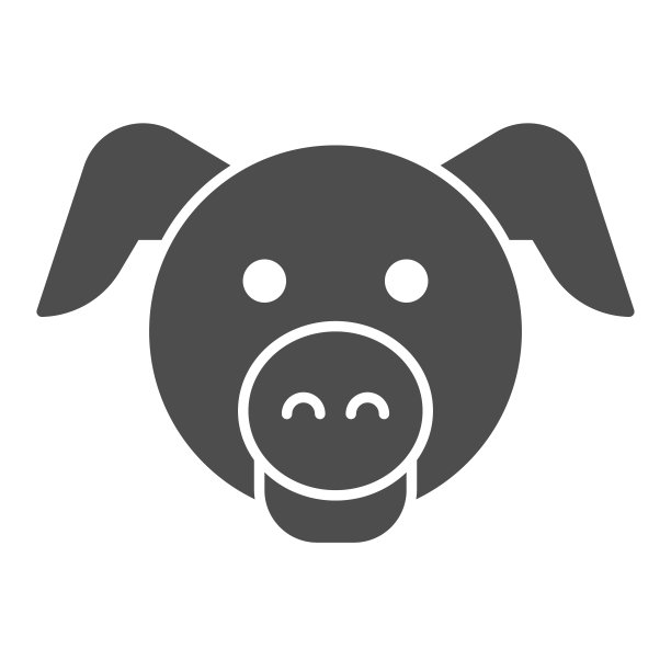 猪头立体图标。小猪脸象征，家养猪。动物矢量设计概念，象形文字风格的象形文字上的白色背景，用于web和应用程序。Eps 10。图片下载