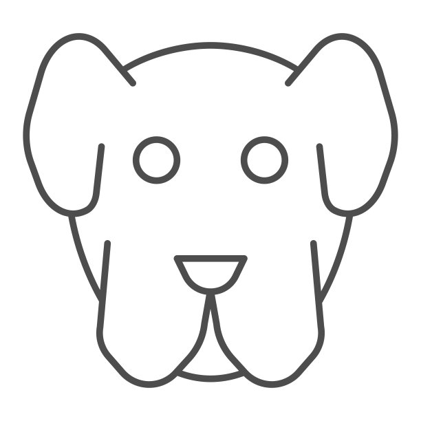 狗鼻口细线图标。小型家畜面部符号，小狗头部形状。动物矢量设计概念，轮廓风格的象形图上的白色背景，用于web和应用程序。Eps 10。图片下载