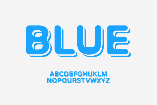 蓝色粗体字体设计图片下载