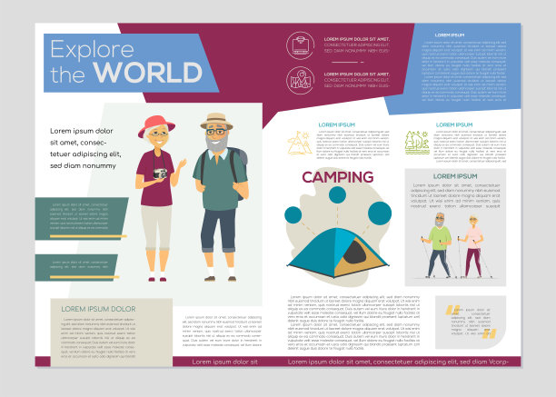 高级旅游-彩色矢量宣传册模板图片下载